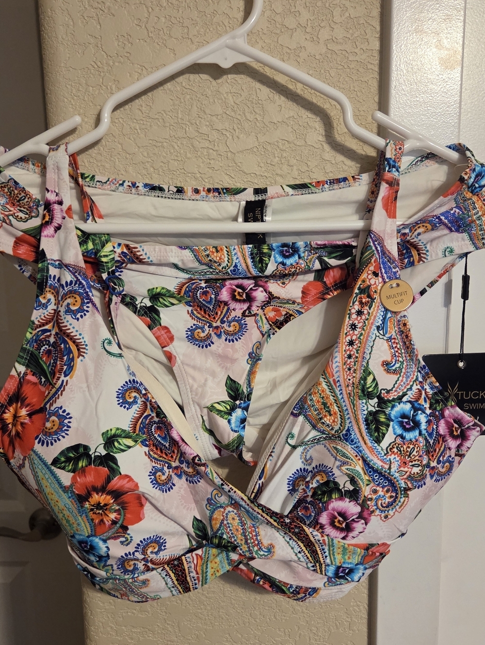 White Floral Paisley Bikini with Multifit Cup